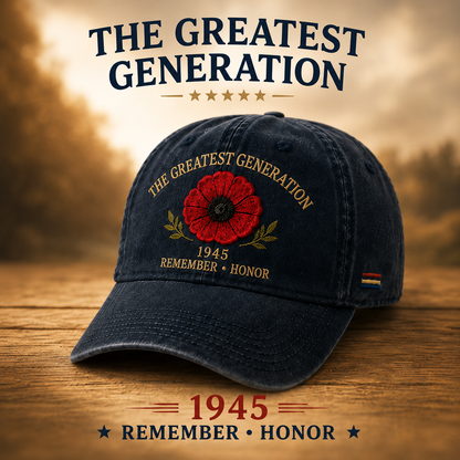 🎖️🌺 A Generation's Legacy — 1945 Remembrance Poppy Cap