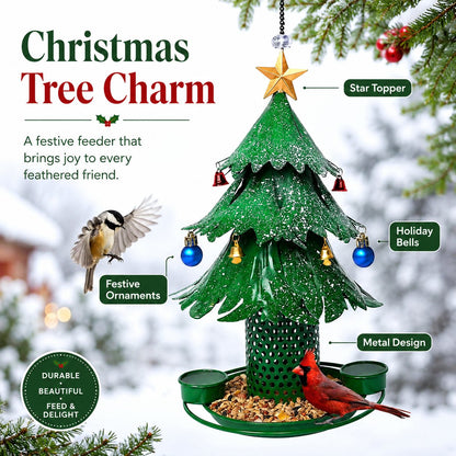 🎄 Festive Christmas Tree Bird Feeder: Hanging Winter Metalcraft Garden Decor! 🐦