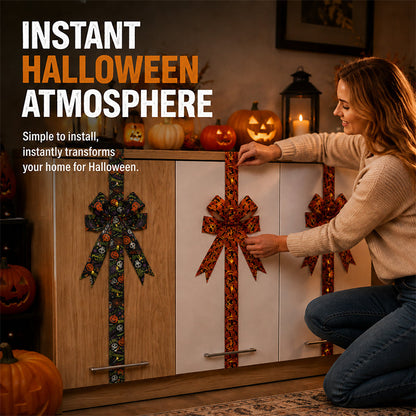 🎃 Halloween Cabinet Bow & Ribbon Wreath: Spooky Cute Kitchen Decor! 👻