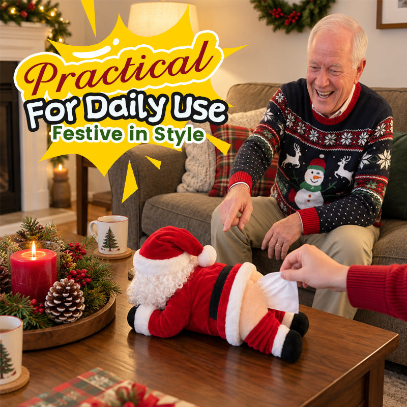 🎅😂Santa's Cheeky Side -- Funny Butt Tissue Box Cover for Christmas Laughs