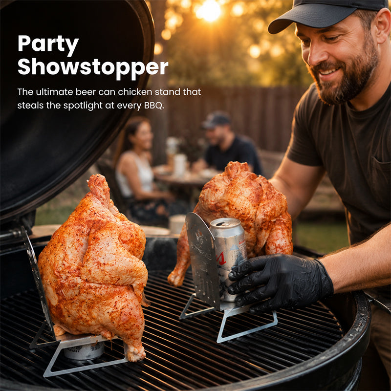 🍗 Beer Can Chicken Roaster Stand: Vertical BBQ Grill & Oven Holder! 🍻