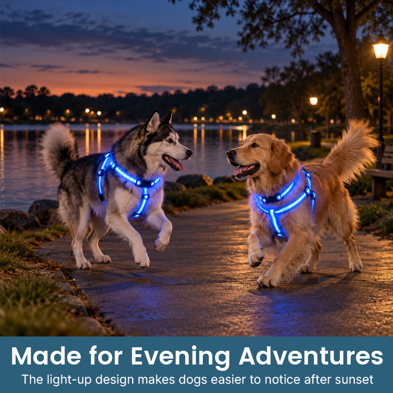 🐕LED Dog Harness & Leash Set — Bright Night Walks, Easier to Spot After Dark