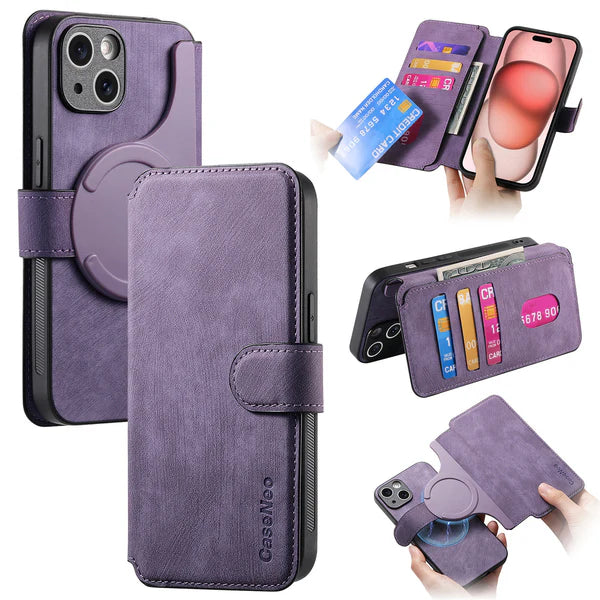 Leather Wallet Phone Case – Detachable Design & Wireless Charging Compatible