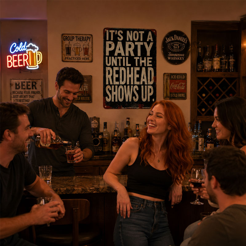 🍻"It's Not A Party Until The Redhead Shows Up" Vintage Sign