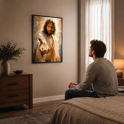 🙏🕯️ Walk With Me — Jesus Wall Art for the Faithful Heart