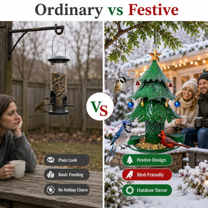 🎄 Festive Christmas Tree Bird Feeder: Hanging Winter Metalcraft Garden Decor! 🐦