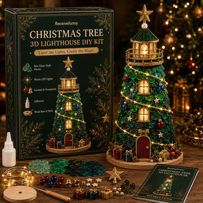 🎄 DIY Lighted Christmas Sea Glass Lighthouse Kit: Glowing Holiday Craft! ✨