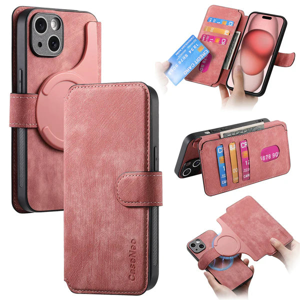 Leather Wallet Phone Case – Detachable Design & Wireless Charging Compatible