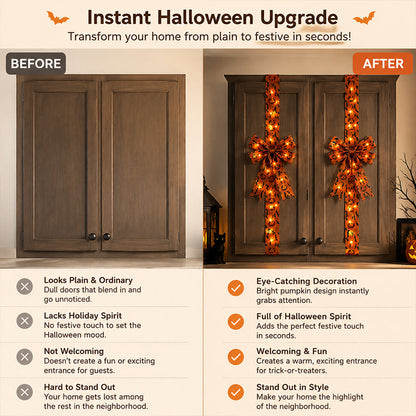 🎃 Halloween Cabinet Bow & Ribbon Wreath: Spooky Cute Kitchen Decor! 👻