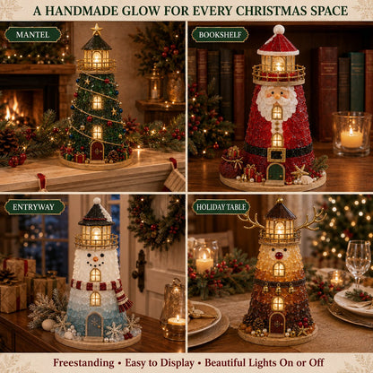 🎄 DIY Lighted Christmas Sea Glass Lighthouse Kit: Glowing Holiday Craft! ✨