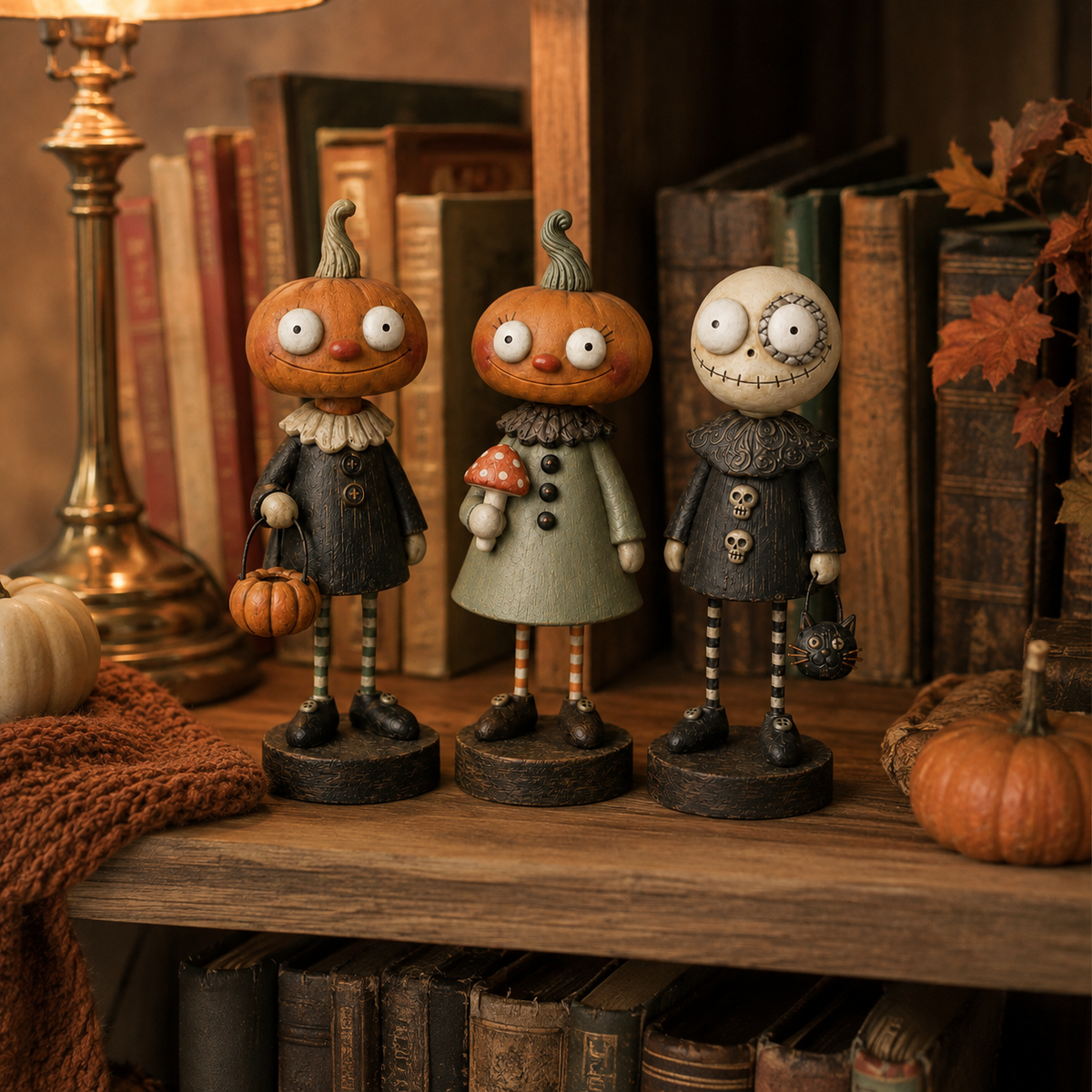 🎃🍂 Primitive Pumpkin Friends Collection — Vintage Halloween Figurines
