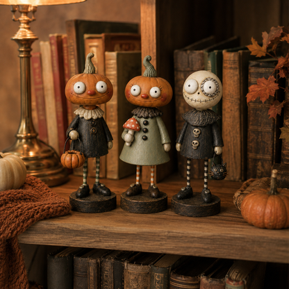 🎃🍂 Primitive Pumpkin Friends Collection — Vintage Halloween Figurines