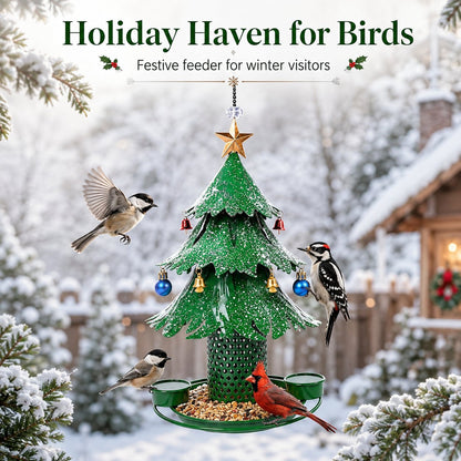 🎄 Festive Christmas Tree Bird Feeder: Hanging Winter Metalcraft Garden Decor! 🐦