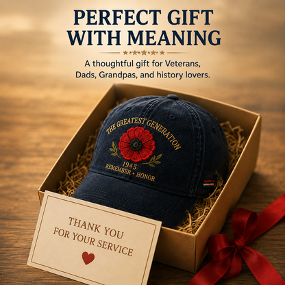 🎖️🌺 A Generation's Legacy — 1945 Remembrance Poppy Cap