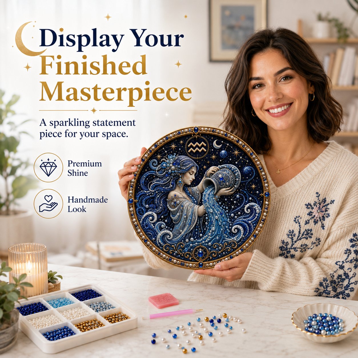 ♈✨Personalized 12 Zodiac Pearl Art Kit – Relax & Create! 🌌