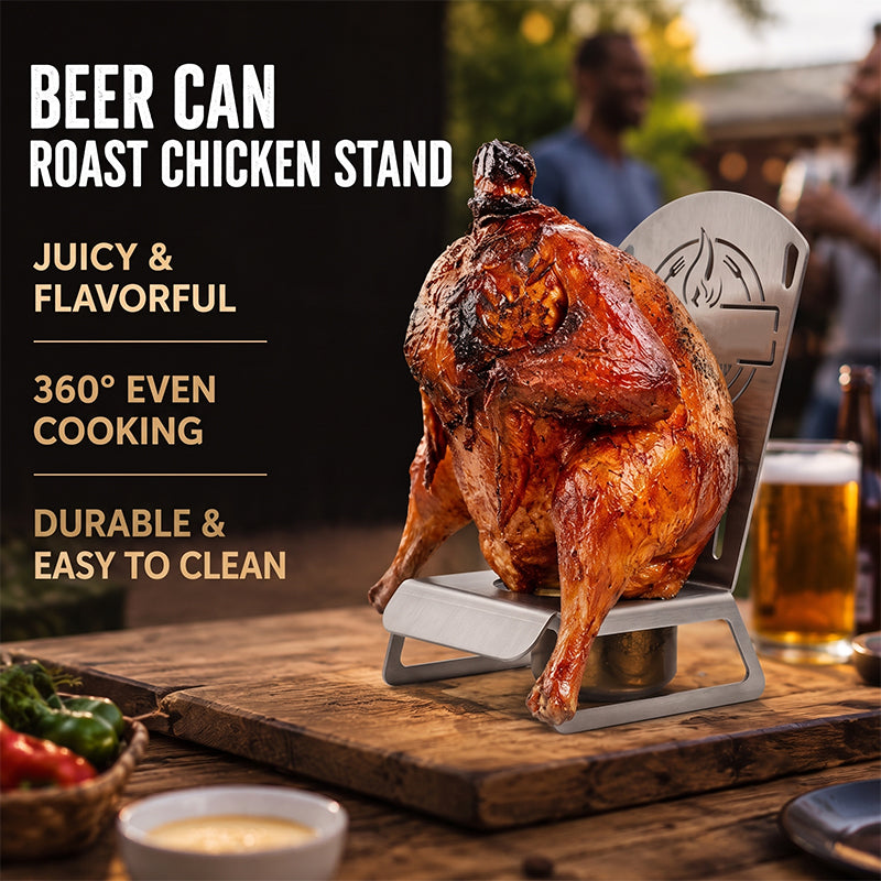 🍗 Beer Can Chicken Roaster Stand: Vertical BBQ Grill & Oven Holder! 🍻