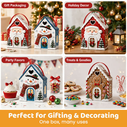 🏠🎄 Christmas Cottage Handle Gift Box — 5 Festive Designs, House‑Shaped Packaging with Carry Handle