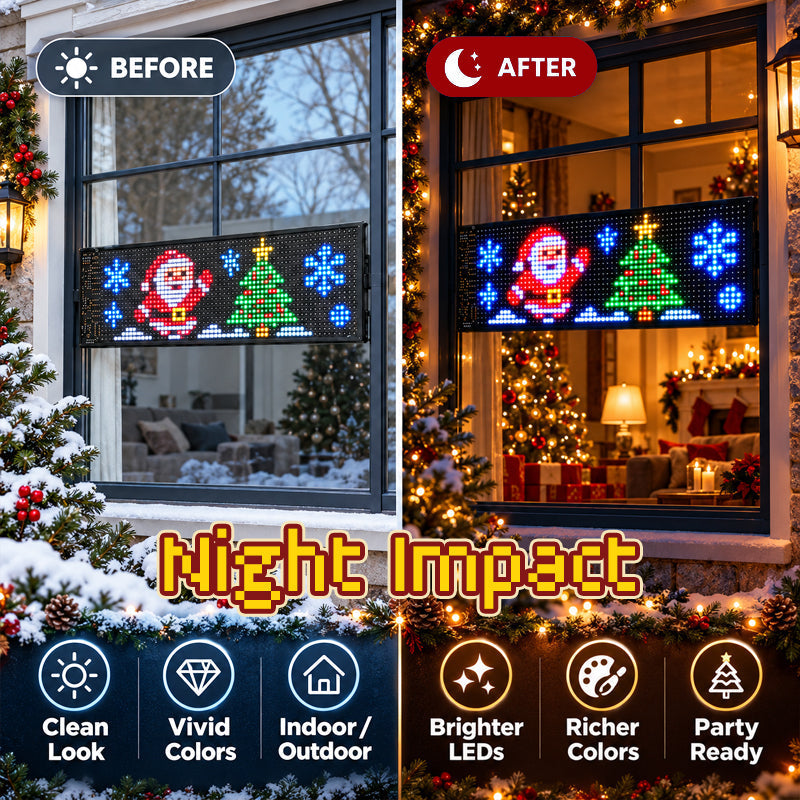 🎅🚗 Animated LED Car Display — App‑Controlled Festive Window Screen, USB‑C Powered