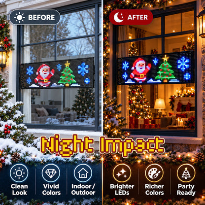 🎅🚗 Animated LED Car Display — App‑Controlled Festive Window Screen, USB‑C Powered