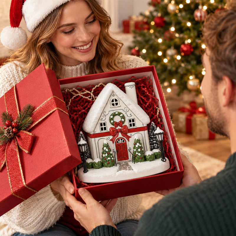 🎄✨ Mistletoe Lane Christmas House Diffuser — Festive Holiday Village Diffuser with Glowing Windows & Charming Chimney Mist