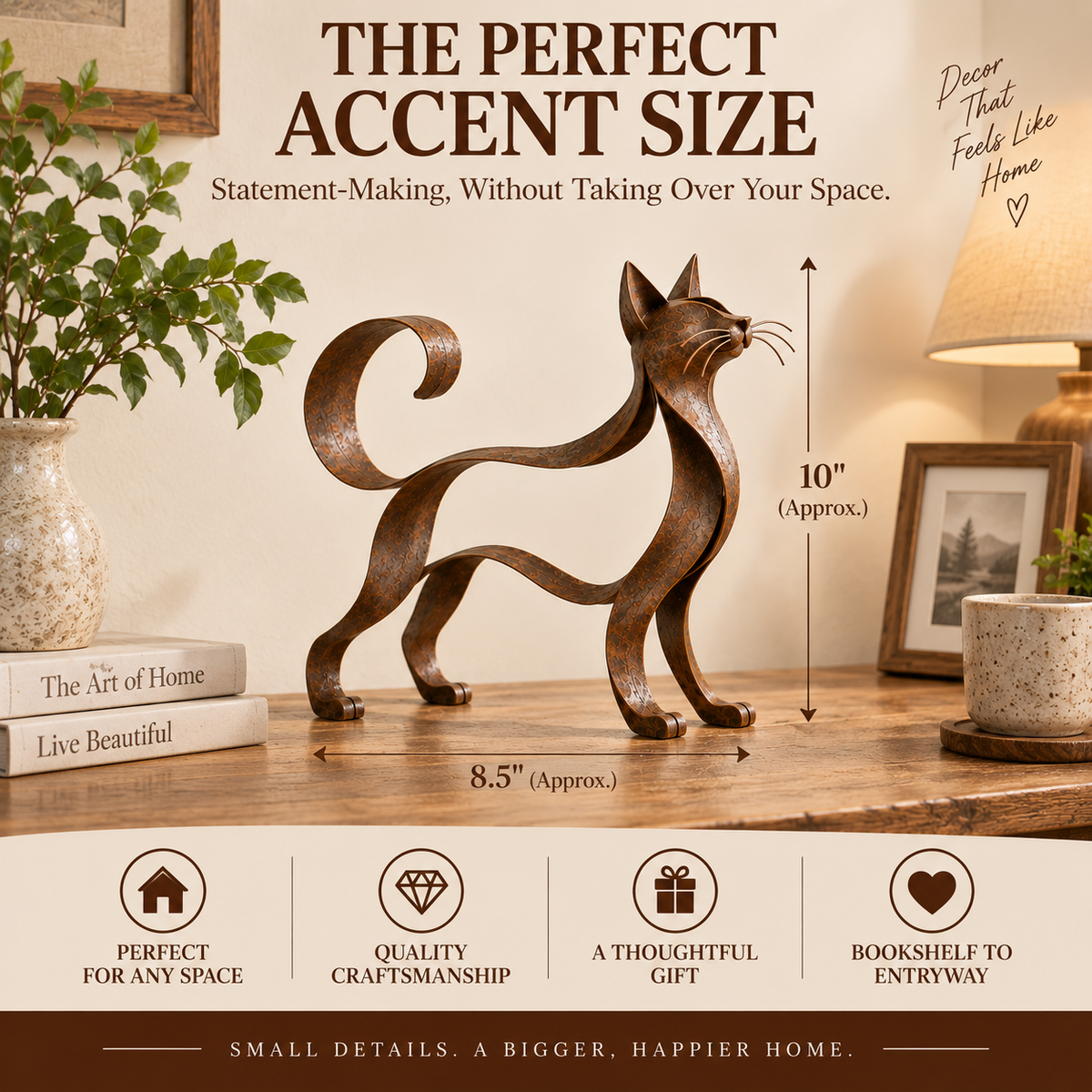 🐾✨ Metal Maine Coon Sculpture — Flowing Silhouette Cat Art for Home Decor