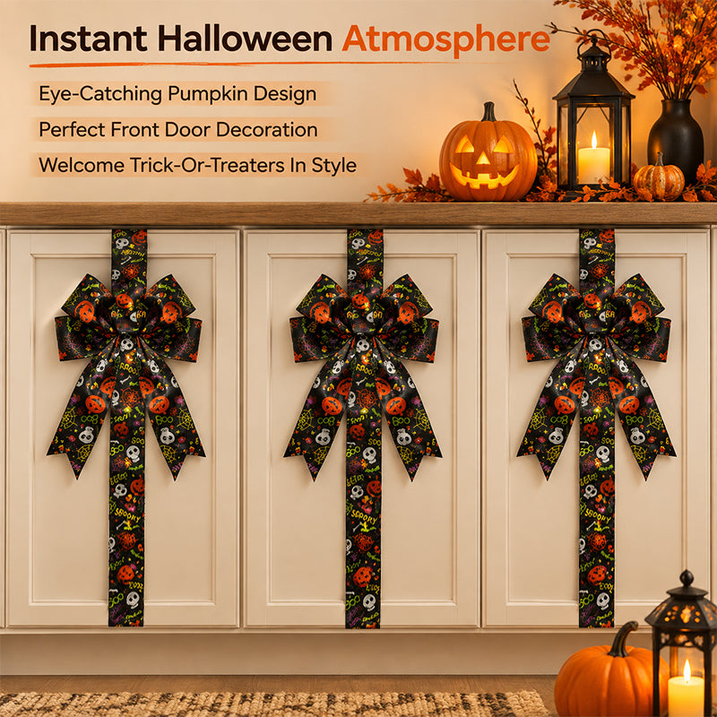 🎃 Halloween Cabinet Bow & Ribbon Wreath: Spooky Cute Kitchen Decor! 👻