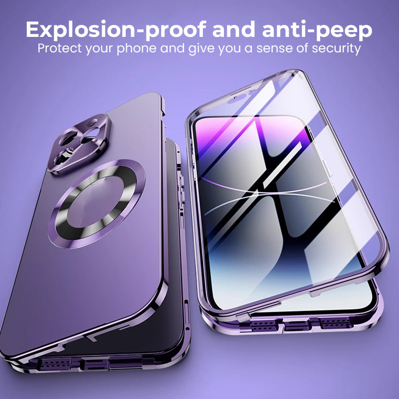 Anti-peeping double-sided magnetic mobile phone case