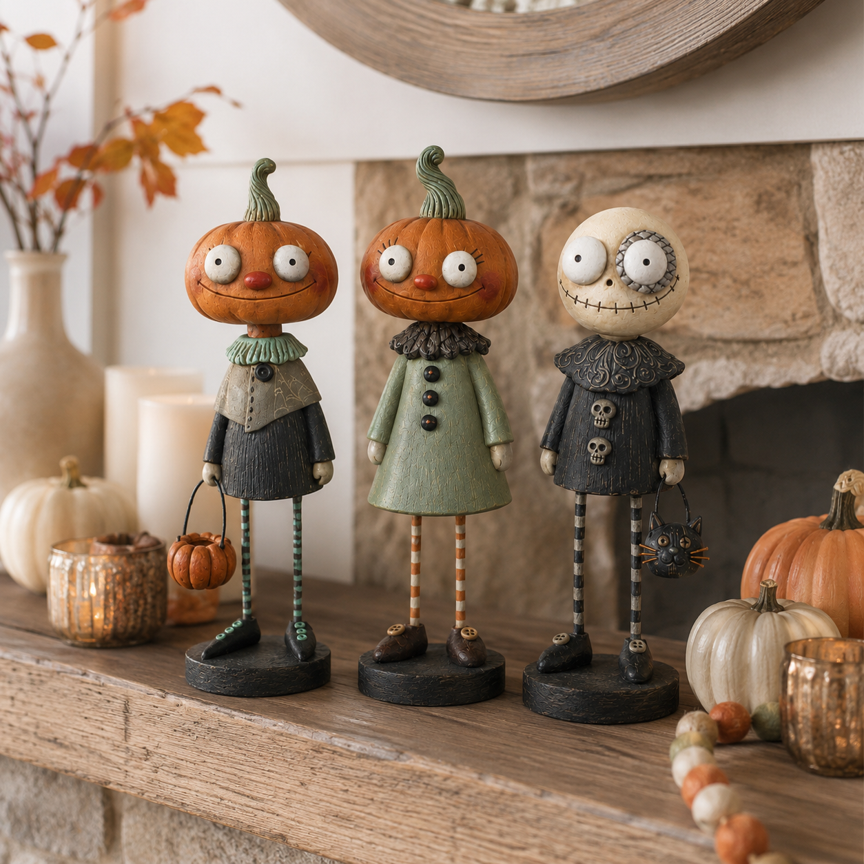 🎃🍂 Primitive Pumpkin Friends Collection — Vintage Halloween Figurines