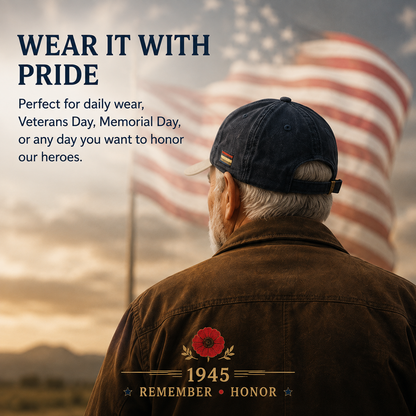 🎖️🌺 A Generation's Legacy — 1945 Remembrance Poppy Cap
