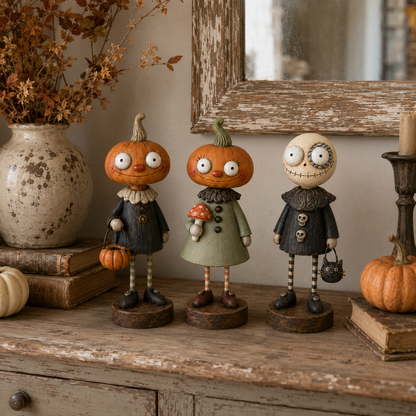 🎃🍂 Primitive Pumpkin Friends Collection — Vintage Halloween Figurines
