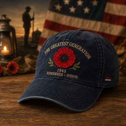 🎖️🌺 A Generation's Legacy — 1945 Remembrance Poppy Cap