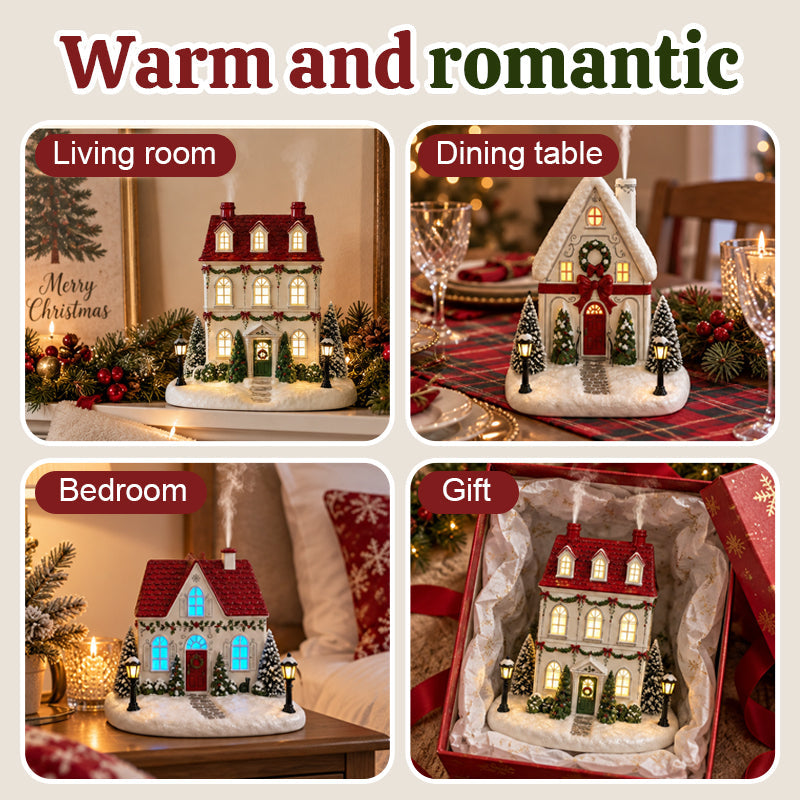 🎄✨ Mistletoe Lane Christmas House Diffuser — Festive Holiday Village Diffuser with Glowing Windows & Charming Chimney Mist