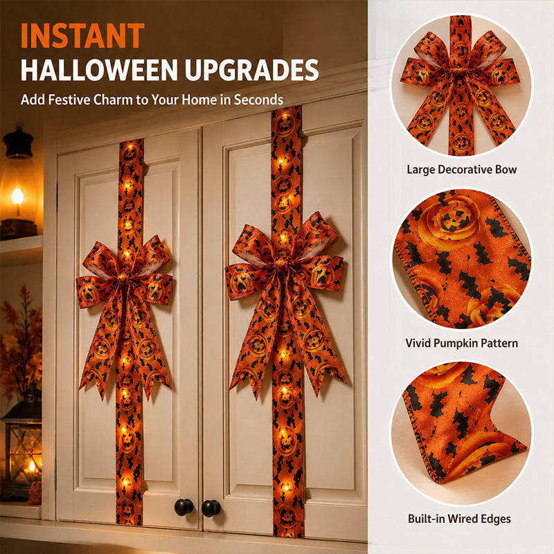 🎃 Halloween Cabinet Bow & Ribbon Wreath: Spooky Cute Kitchen Decor! 👻