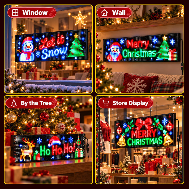 🎅🚗 Animated LED Car Display — App‑Controlled Festive Window Screen, USB‑C Powered
