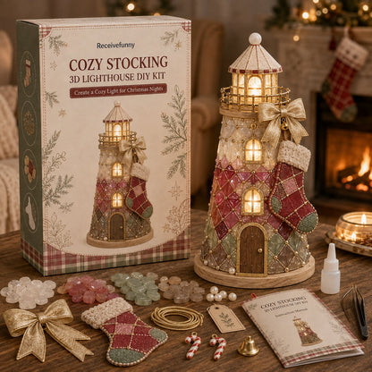 🎄 DIY Lighted Christmas Sea Glass Lighthouse Kit: Glowing Holiday Craft! ✨