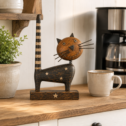 🐈✨ Odd, Charming, Unforgettable — Primitive Folk Art Cat Figurine