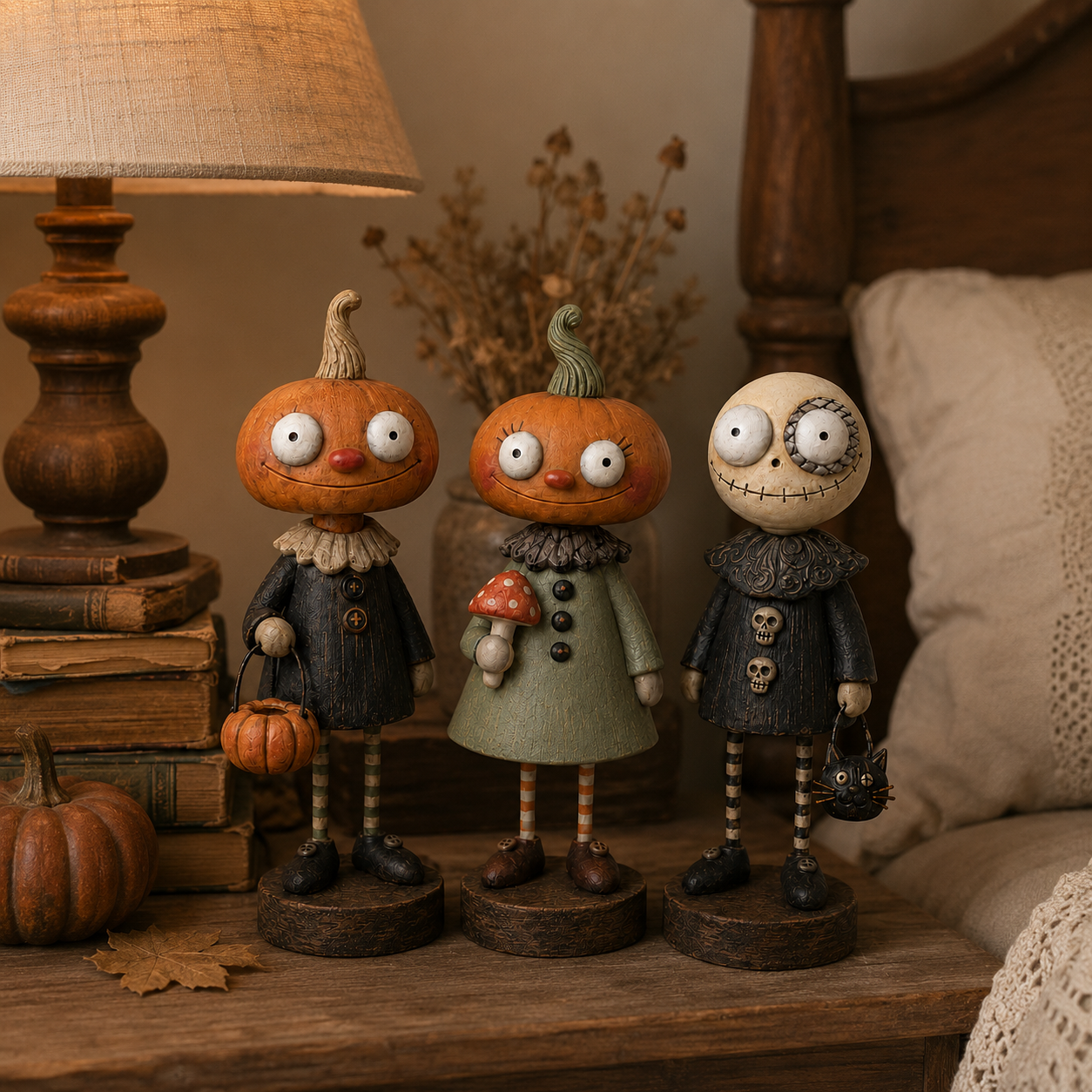 🎃🍂 Primitive Pumpkin Friends Collection — Vintage Halloween Figurines