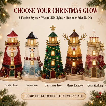 🎄 DIY Lighted Christmas Sea Glass Lighthouse Kit: Glowing Holiday Craft! ✨