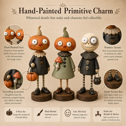 🎃🍂 Primitive Pumpkin Friends Collection — Vintage Halloween Figurines