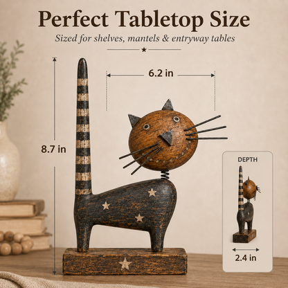 🐈✨ Odd, Charming, Unforgettable — Primitive Folk Art Cat Figurine