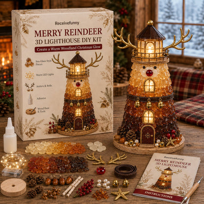 🎄 DIY Lighted Christmas Sea Glass Lighthouse Kit: Glowing Holiday Craft! ✨