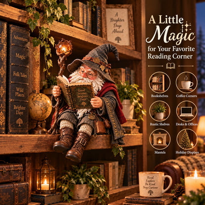 📚🧙‍♂️ The Wandering Scholar Gnome — Fantasy Book Lover Figurine for Cozy Reading Corners