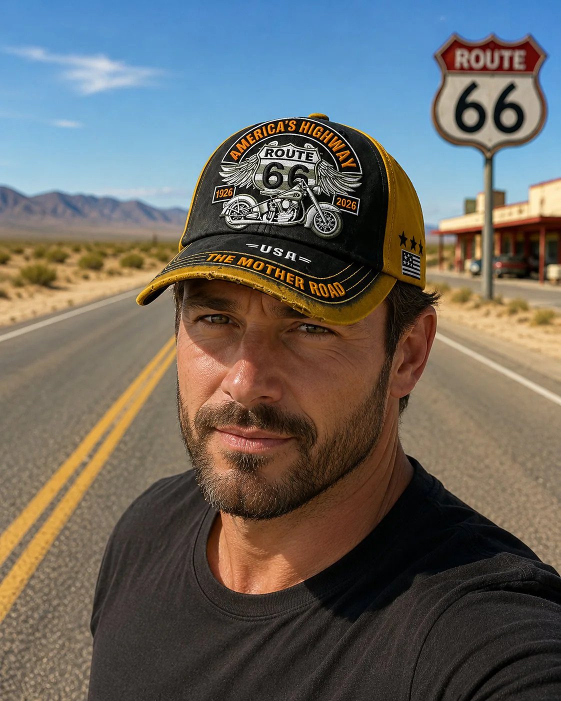 🛣️🧢 100 Years of Route 66 — Retro Anniversary Baseball Cap
