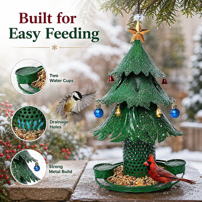 🎄 Festive Christmas Tree Bird Feeder: Hanging Winter Metalcraft Garden Decor! 🐦