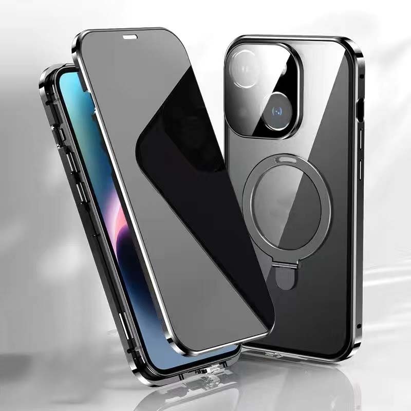 Anti-Peeping Magnetic metal bracket phone case (double-sided full coverage)