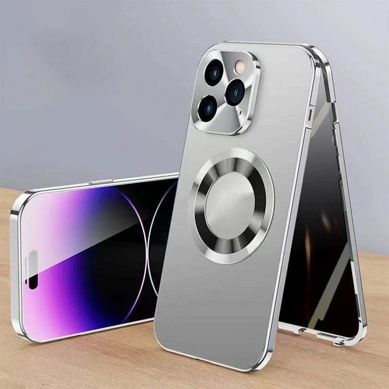Anti-peeping double-sided magnetic mobile phone case