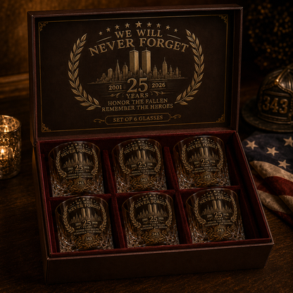 🕯️🇺🇸 9/11 25th Anniversary Whisky Decanter Set — Commemorative Tribute to 343 Heroes