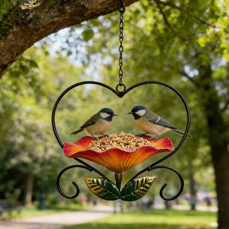 🐦 Heart-Shaped Bird Feeder – Floral, Hanging,Perfect for Backyard or Balcony 🏡