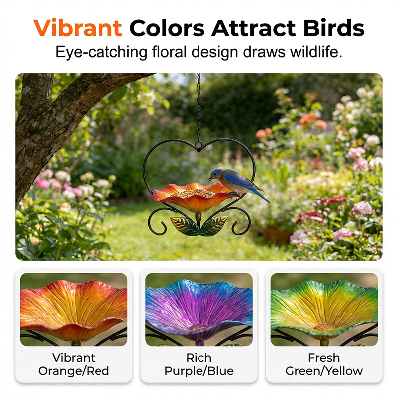 🐦 Heart-Shaped Bird Feeder – Floral, Hanging,Perfect for Backyard or Balcony 🏡