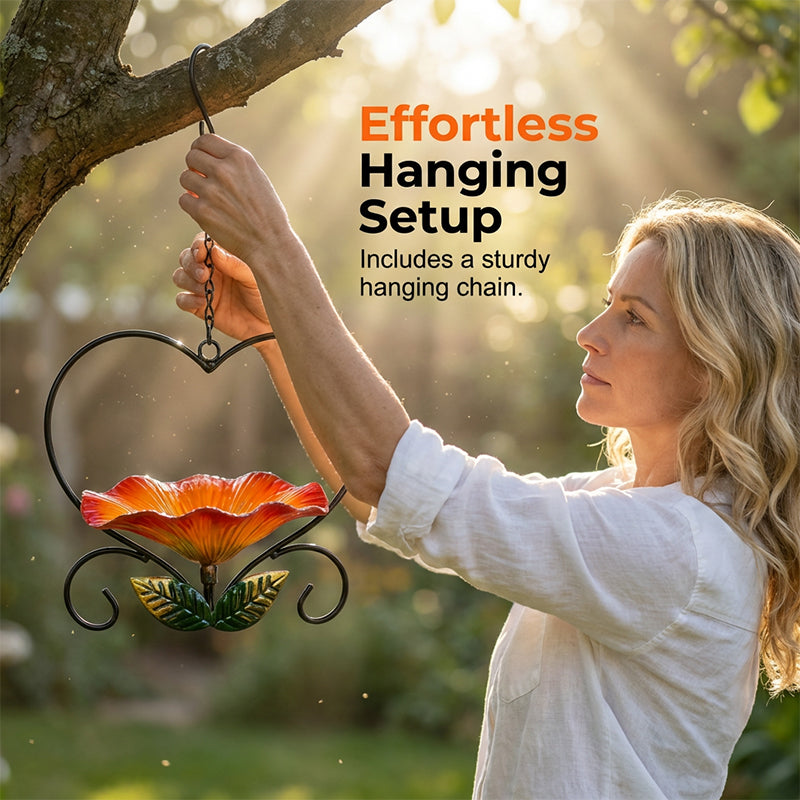 🐦 Heart-Shaped Bird Feeder – Floral, Hanging,Perfect for Backyard or Balcony 🏡